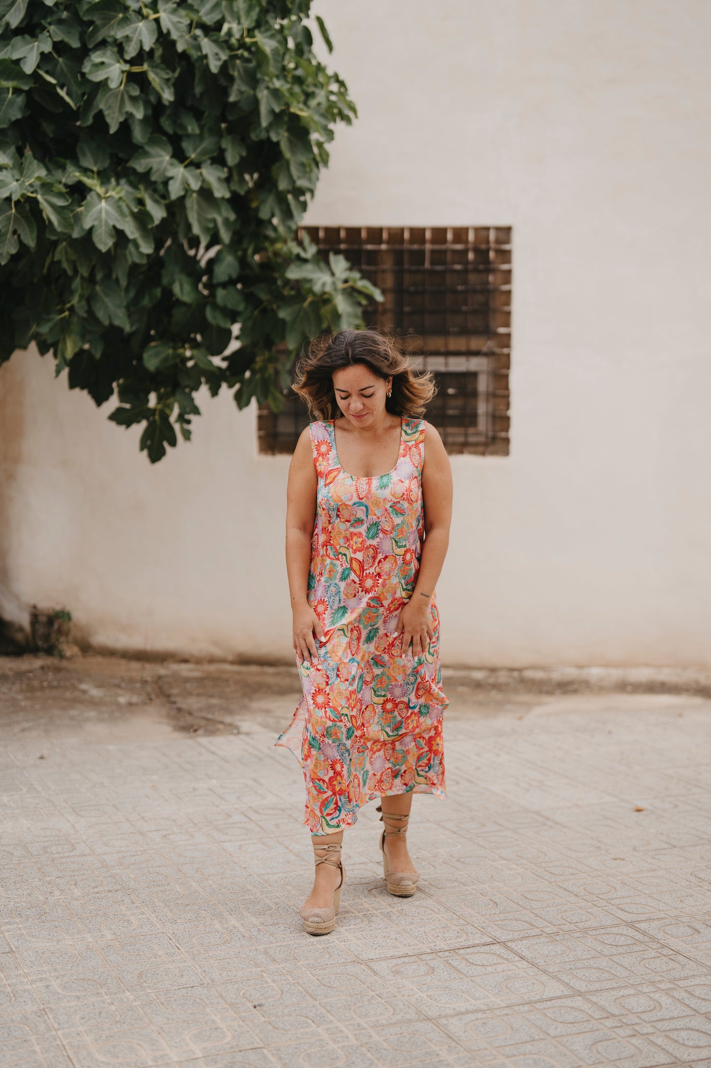 Vestido CALETA estampado mistral
