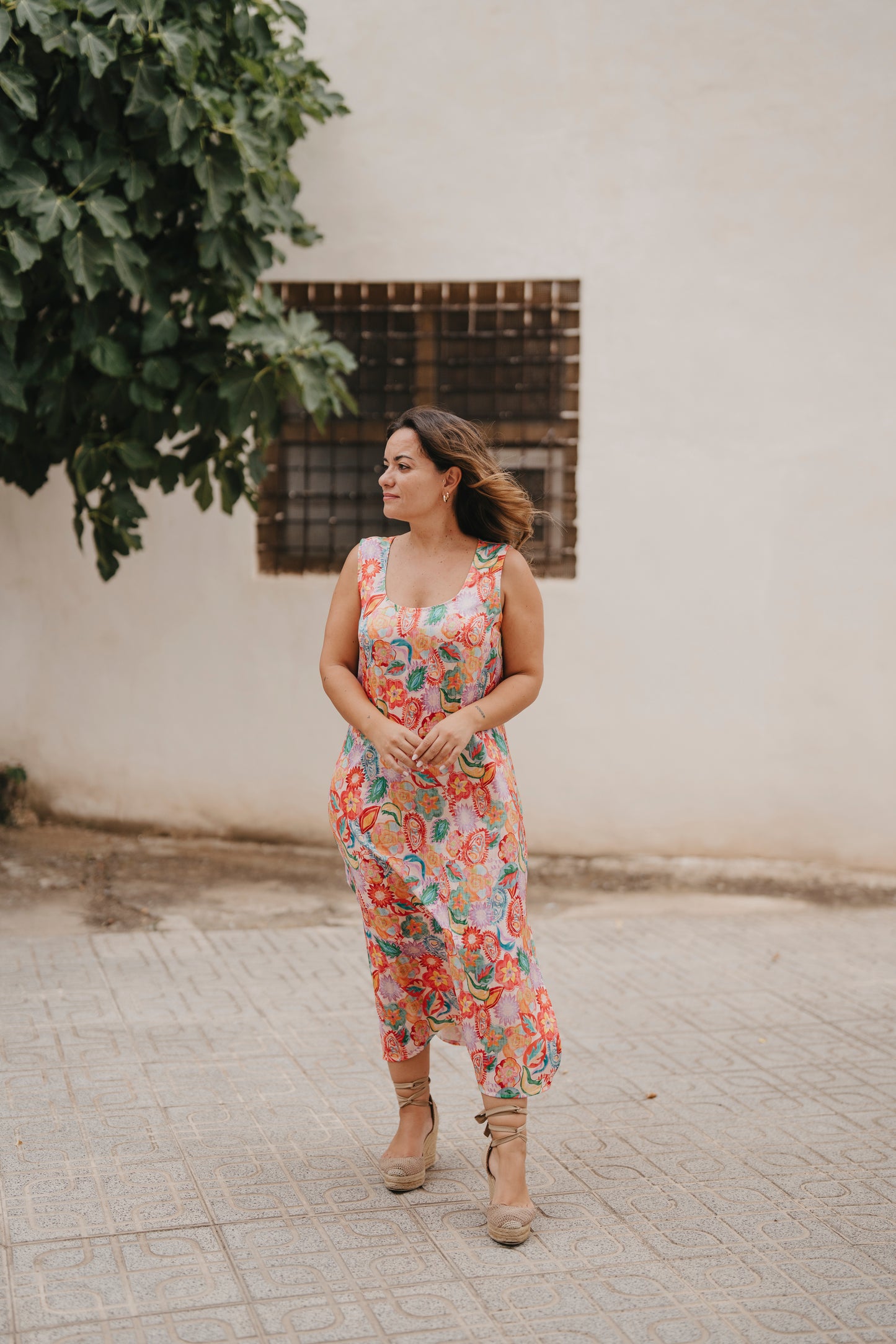 Vestido CALETA estampado mistral