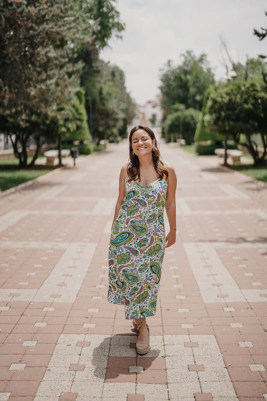 Vestido TORMENTA Estampado verde jade