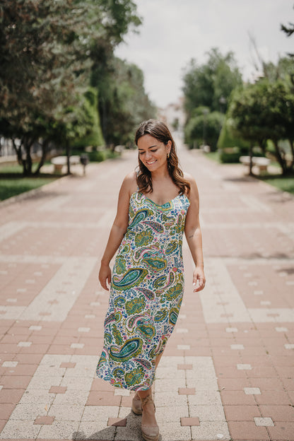 Vestido TORMENTA Estampado verde jade