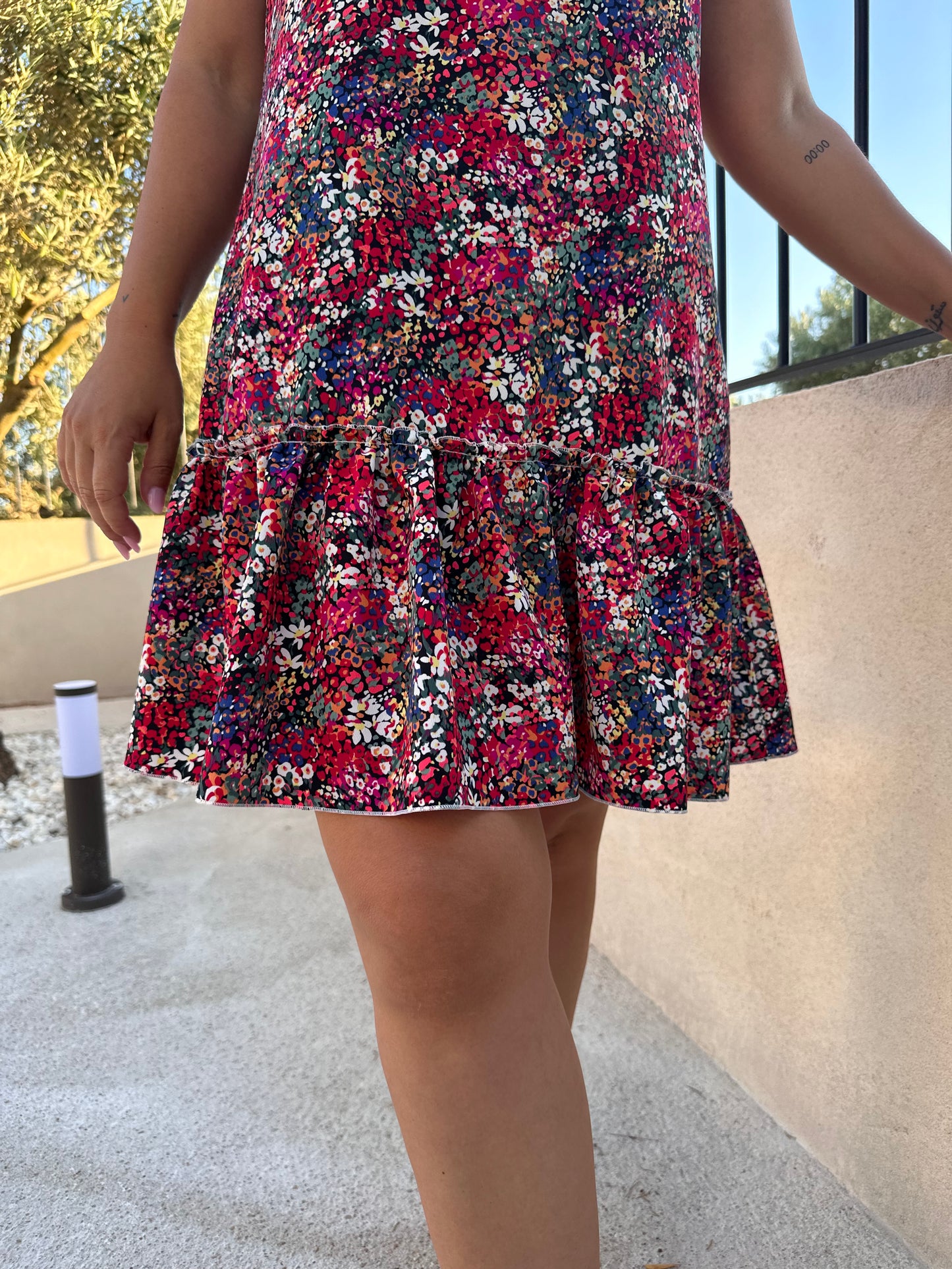 Vestido SIMONA florecitas rojas