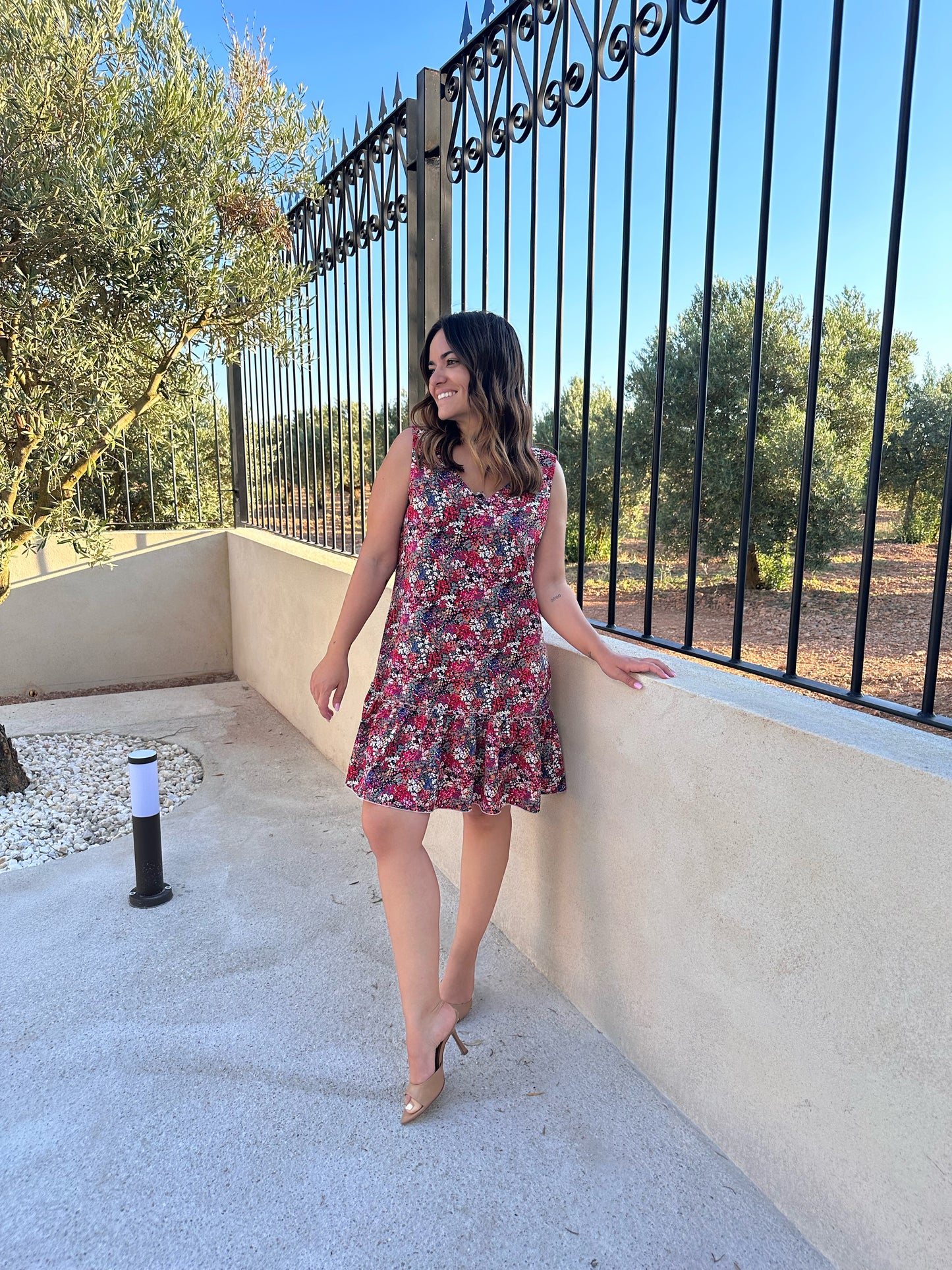 Vestido SIMONA florecitas rojas