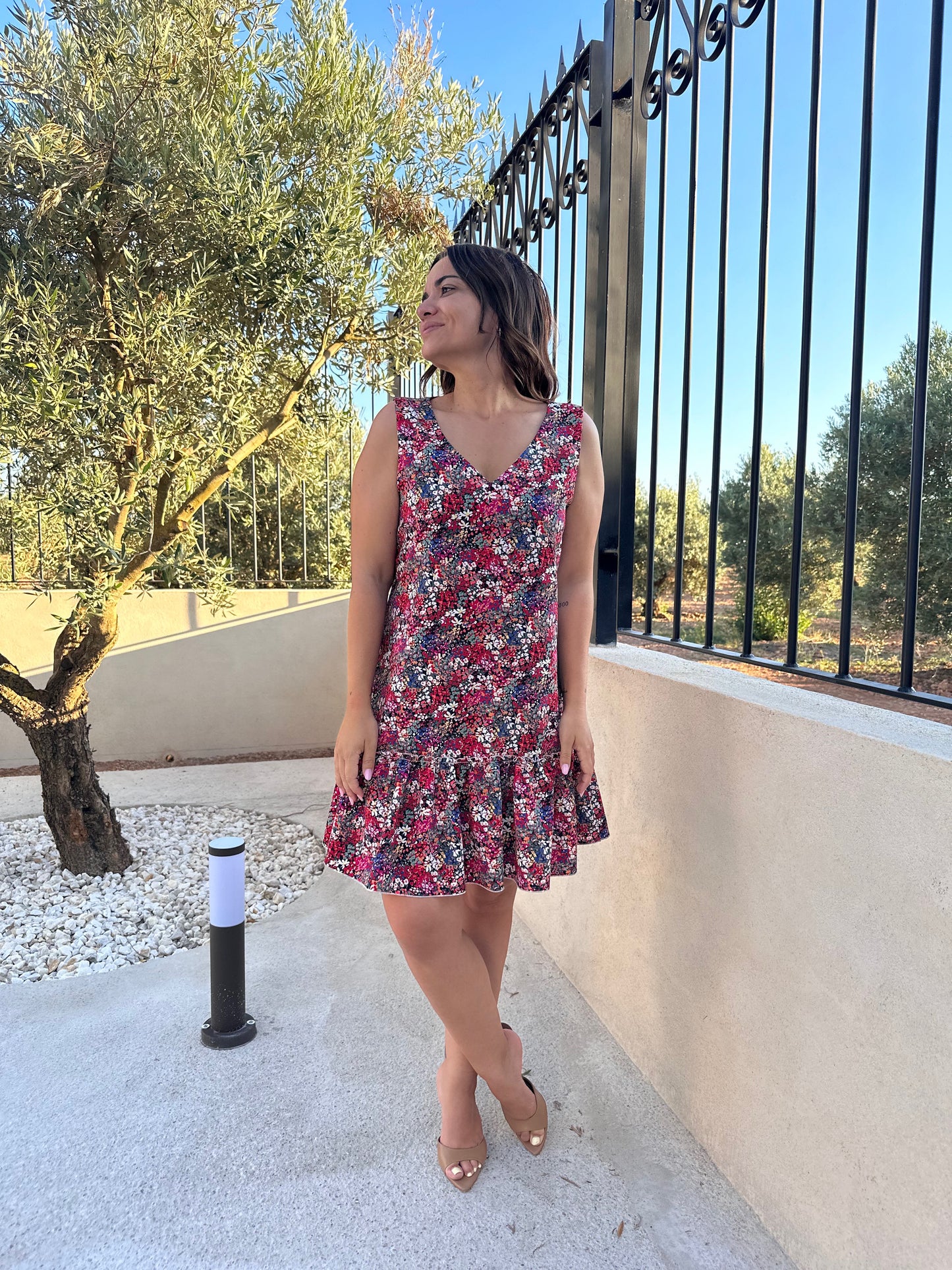 Vestido SIMONA florecitas rojas