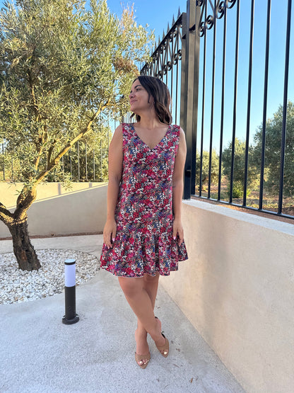 Vestido SIMONA florecitas rojas